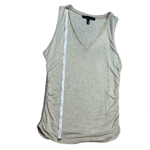 White House Black Market Beige Ruched Satin Trim Women’s Large Tank Top - Picture 6 of 8